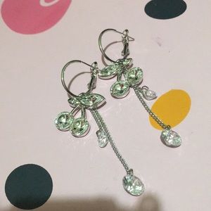 3pieces cherry style silver diamonds  earrings